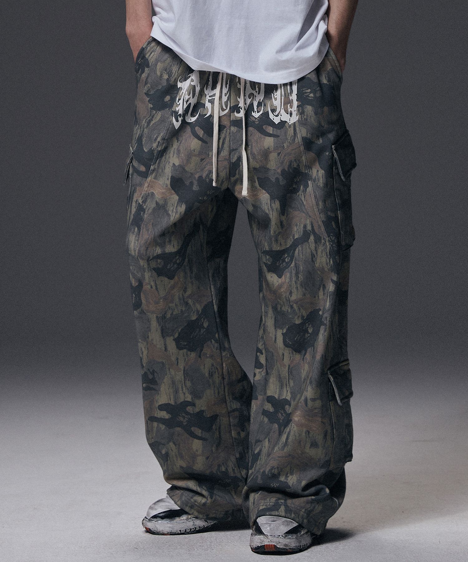 【NOT4NERD】Camo Incision Multi Cargo Sweat Pants ★ 2色 MUSINSA | NOT4NERD Camo Incision Multi Cargo Sweat Pants - Khaki