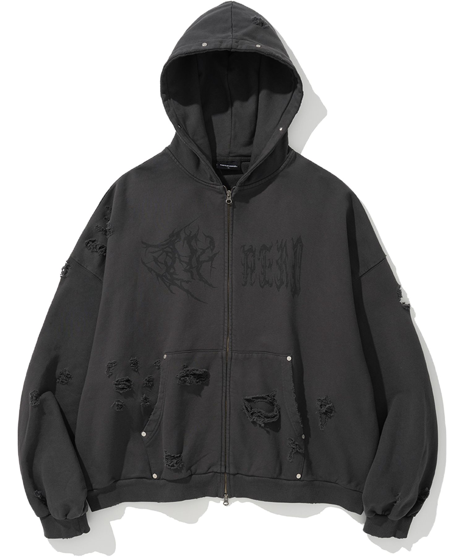 [NOT4NERD] Stud Half Logo Pigment Hood Zip/追跡付 MUSINSA公式 | NOT4NERD Stud Half Logo Pigment Hood Zip up