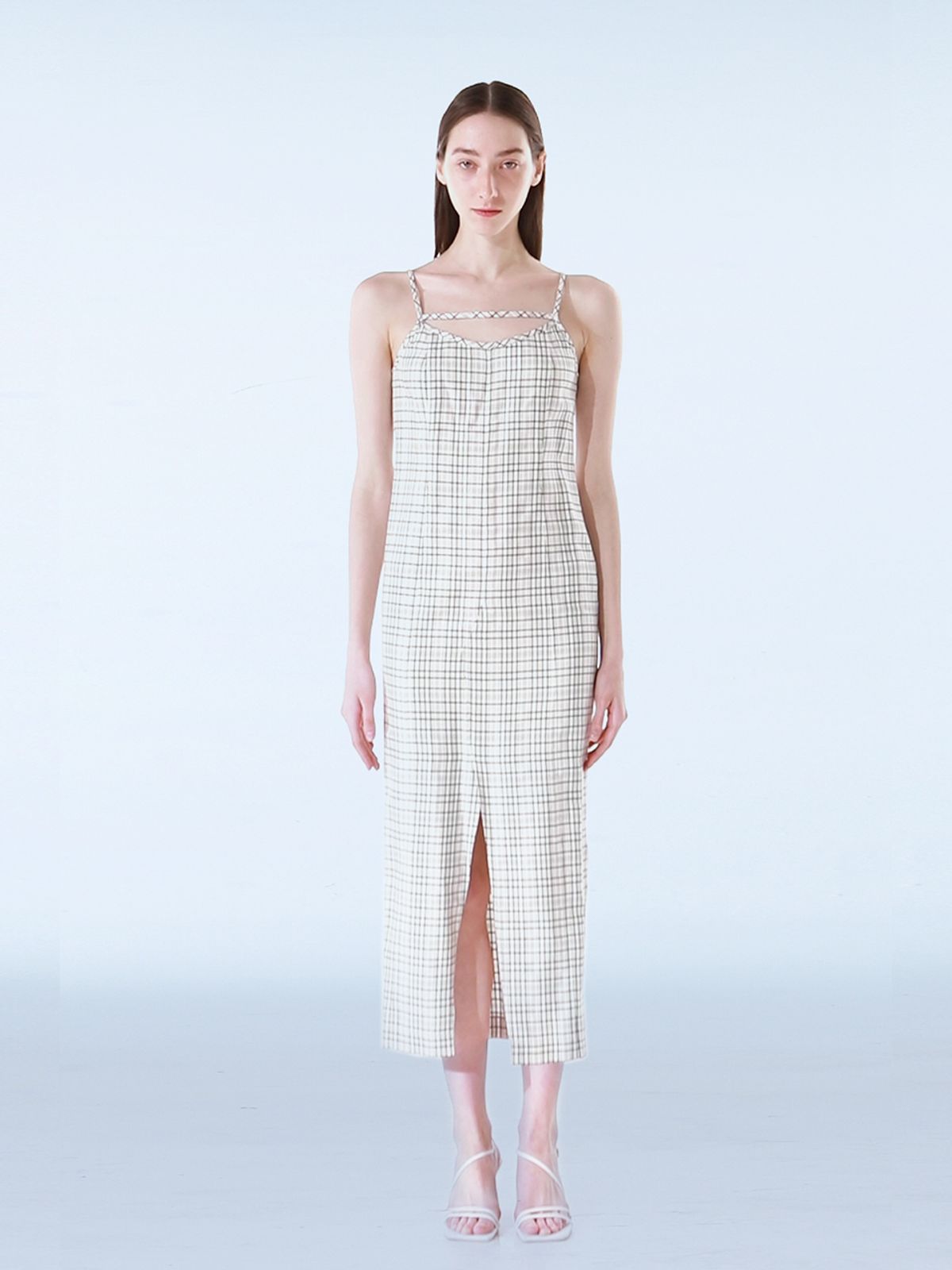더발론(THE BALLON) CHECK STRAP SLIP ONEPIECE