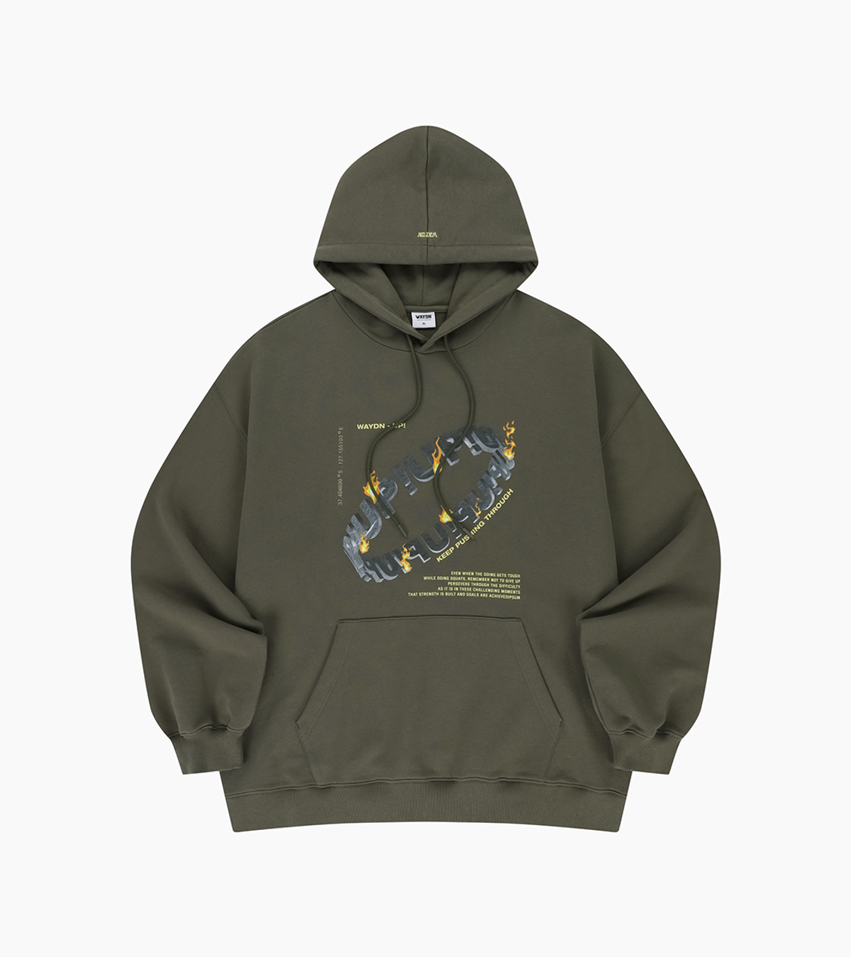 웨이든(WAYDN) UP 웨이든 OG 오버핏 후드 카키그레이