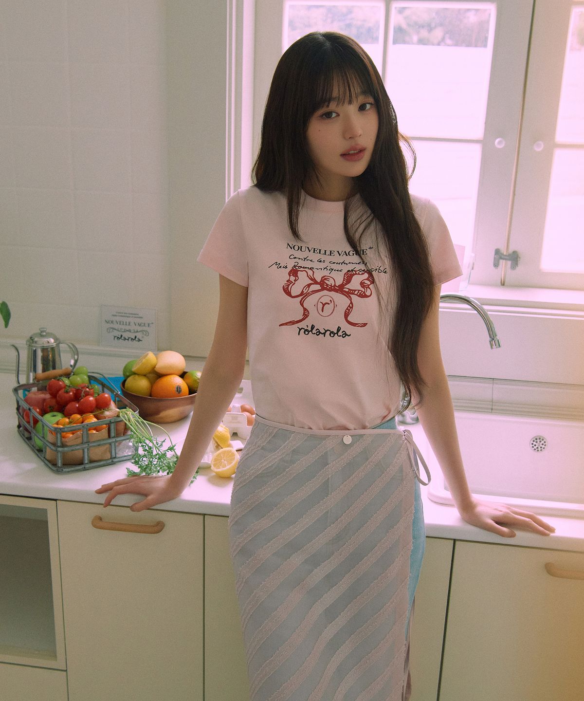 로라로라(ROLAROLA) LAYERED WRAP SKIRT PINK