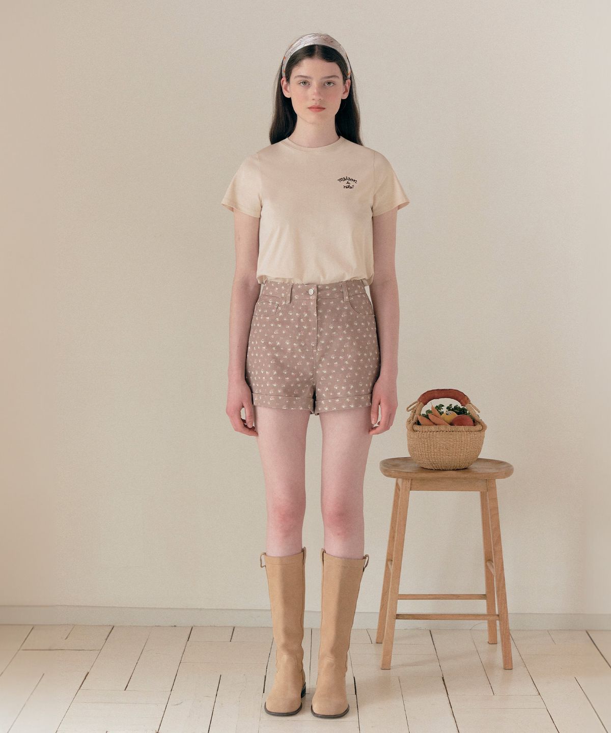 로라로라(ROLAROLA) FLOWER HALF PANTS BROWN