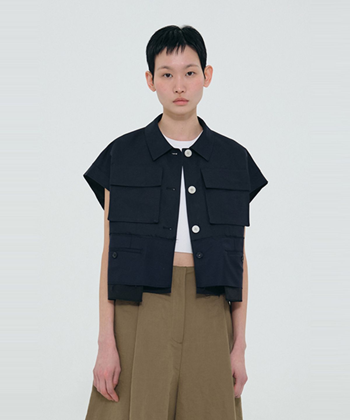 래코드(RECODE) Layered Pocket Vest_RQVAS24506NYX