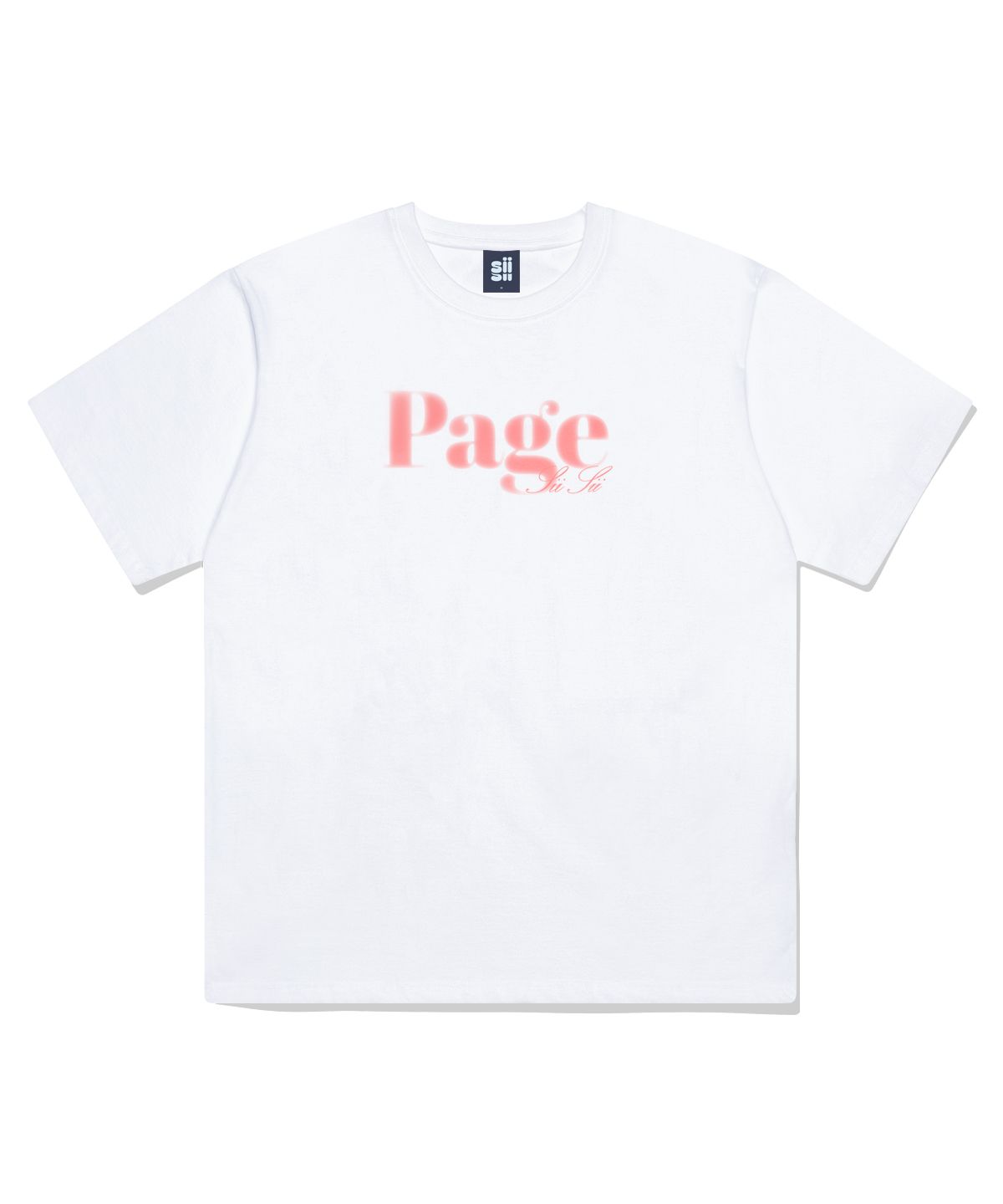 페이지시시(PAGESIISII) 핑크 페이지 노이즈 로고 프린팅 반팔티 화이트