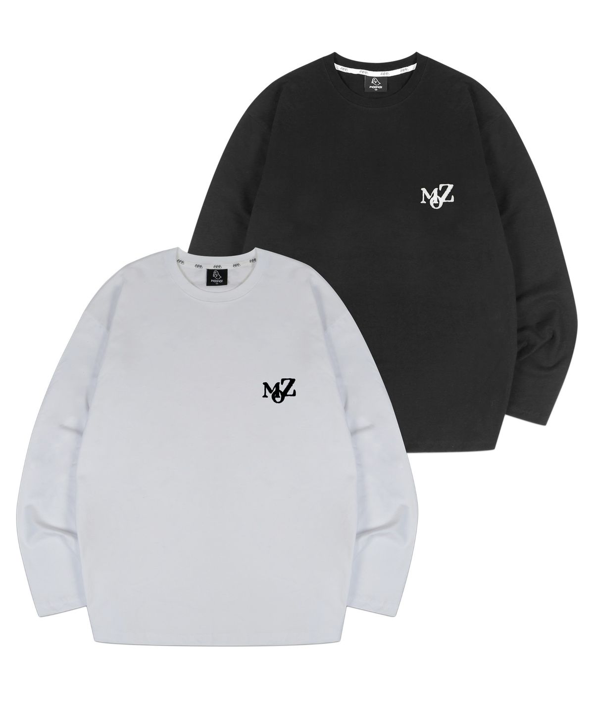모즈모즈(MOZMOZ) [2PACK] 20s 자수 오버핏 긴팔티셔츠
