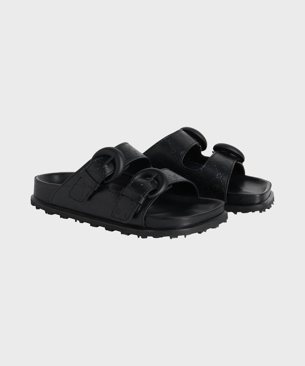 마린 세르(MARINE SERRE) (W) 엠보스 레더 MS 그라운드 샌들 블랙 EMBOSSED LEATHER MS GROUND SANDAL BLACK