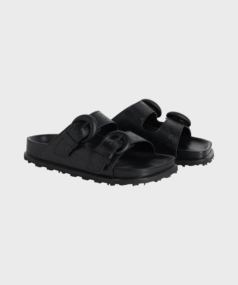 (W) 엠보스 레더 MS 그라운드 샌들 블랙 EMBOSSED LEATHER MS GROUND SANDAL BLACK