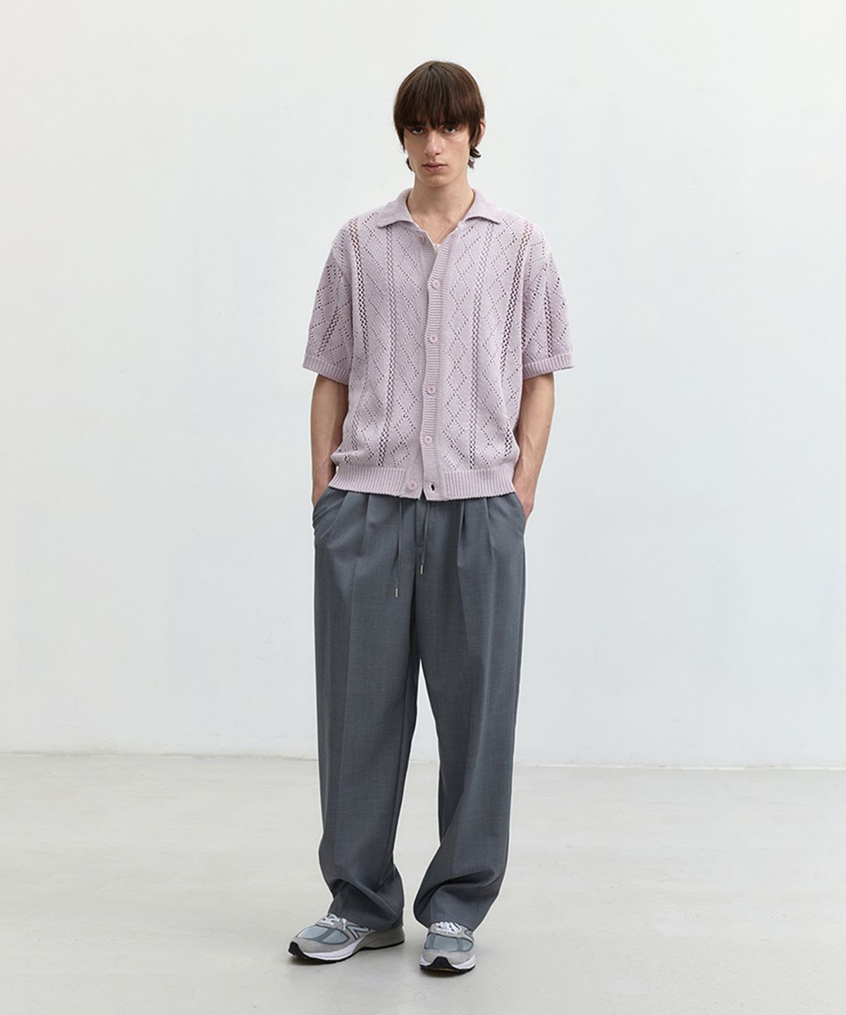 던스트 포 맨(DUNST FOR MEN) LOUNGE WOOL SLACKS MELANGE GREY_M_UDPA4B326G2