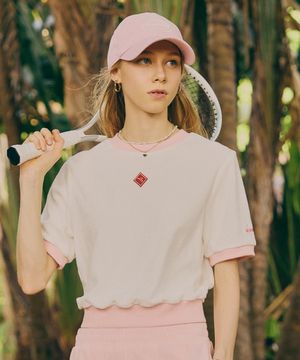 카리나 테리 링거 반팔 티셔츠 우먼 OFF WHITE