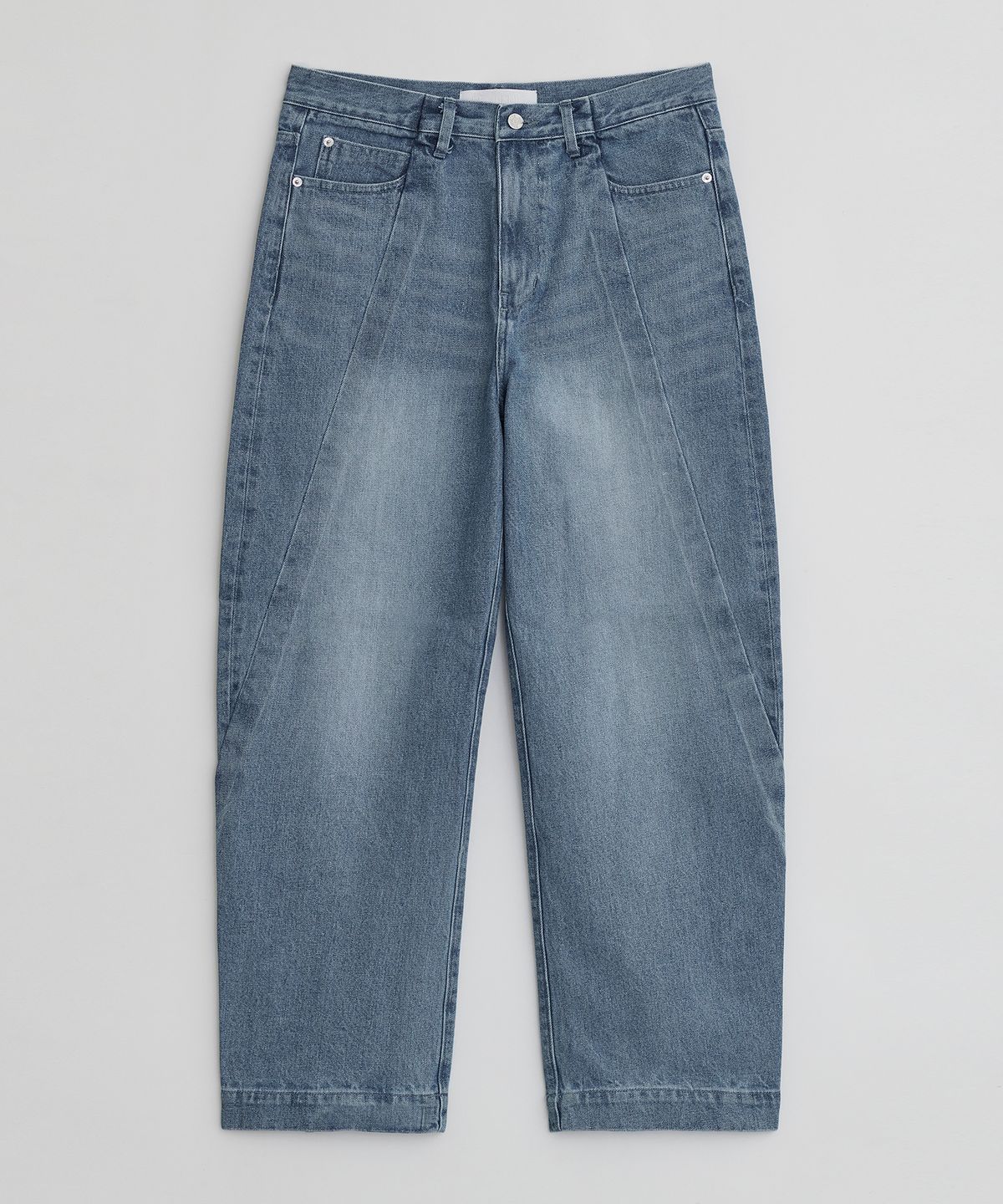 이이(EE) CURVED DENIM PANTS BLUE