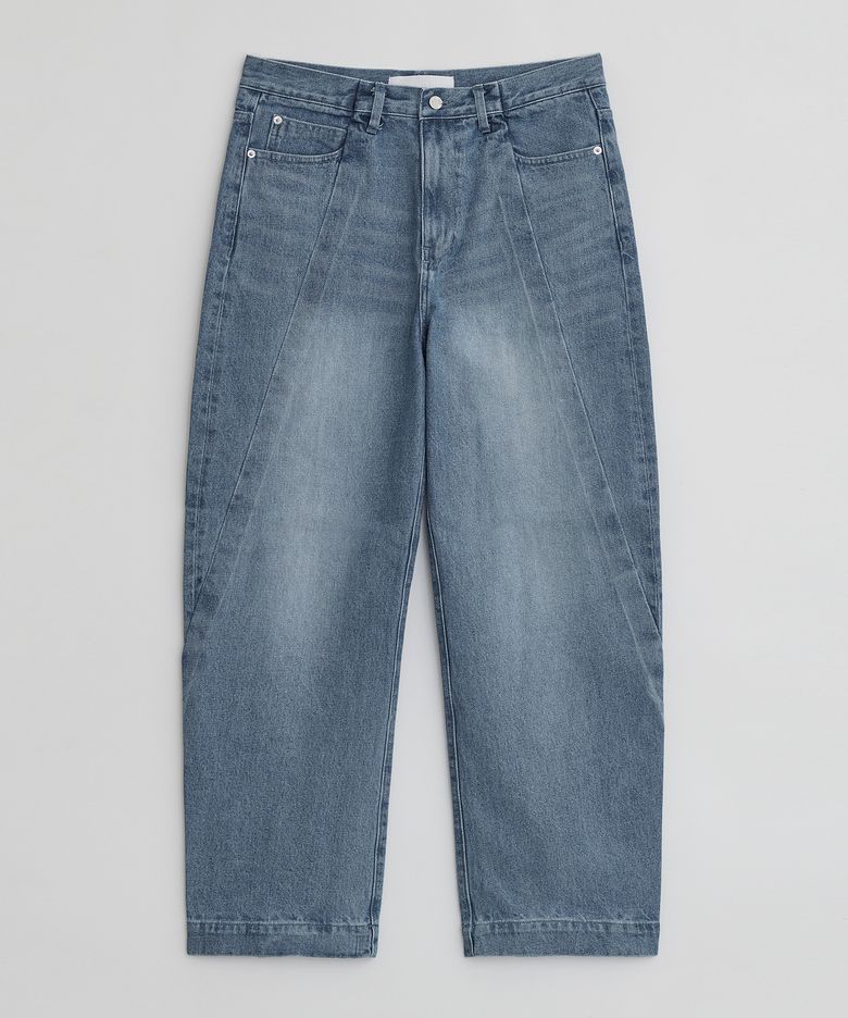 CURVED DENIM PANTS BLUE
