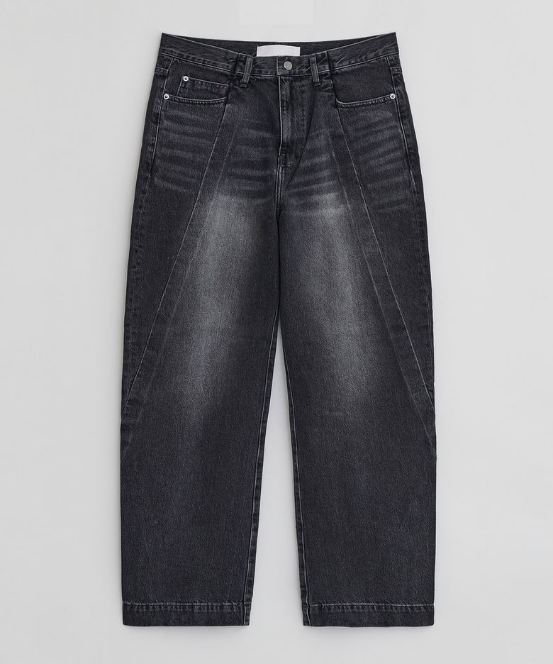 CURVED DENIM PANTS BLACK