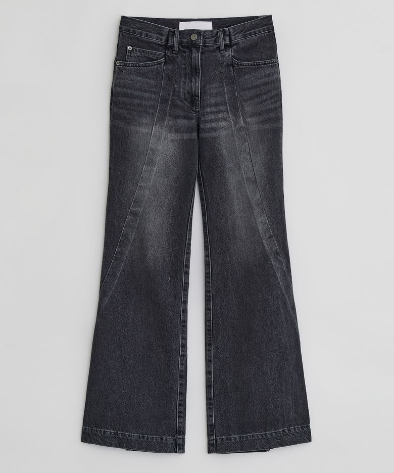 WOMENS CURVED DENIM PANTS BLACK