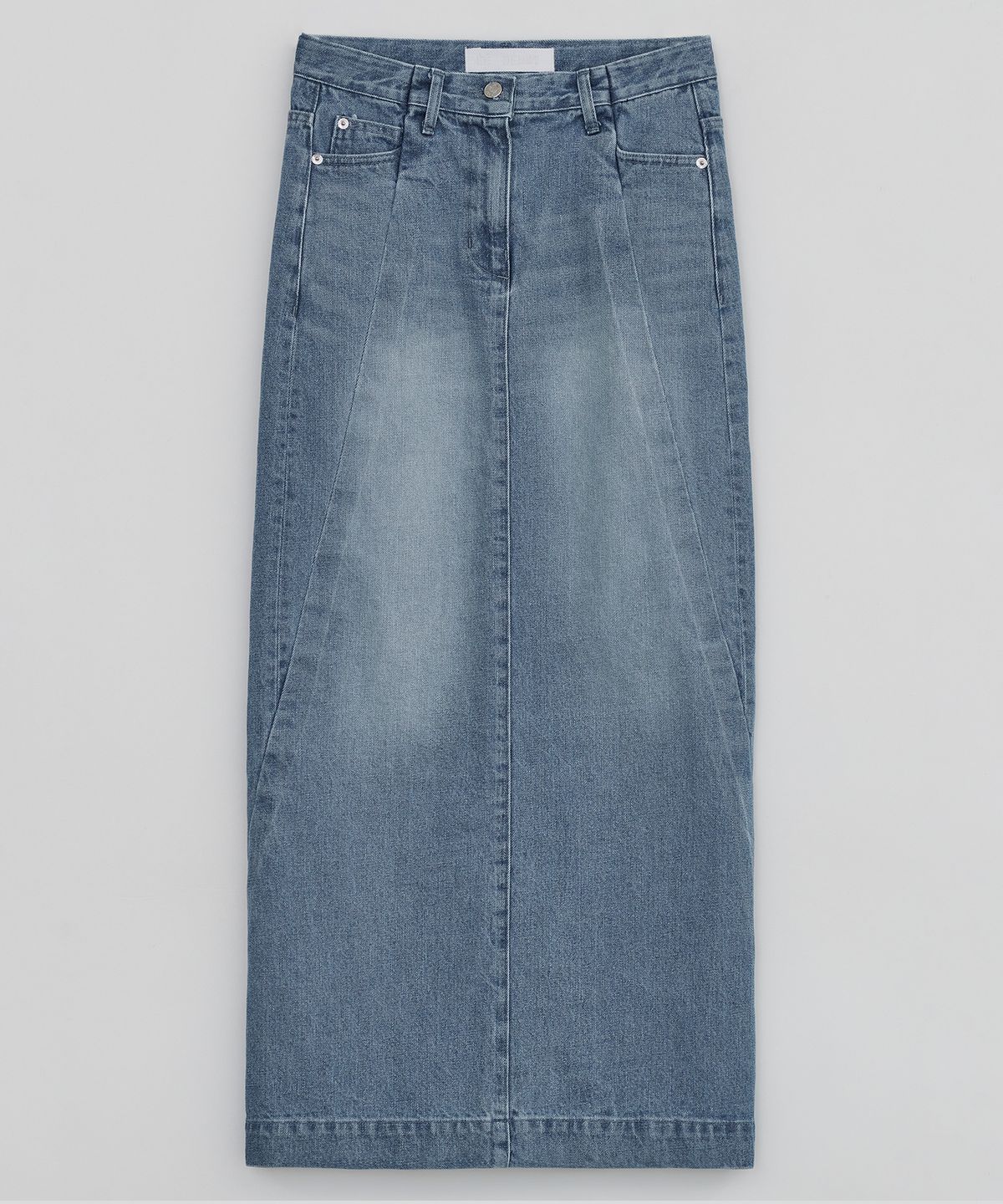 이이(EE) WOMENS CURVED DENIM SKIRTS BLUE