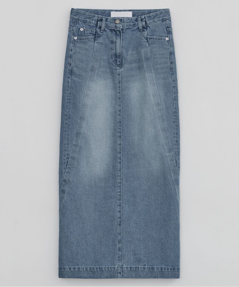 WOMENS CURVED DENIM SKIRTS BLUE
