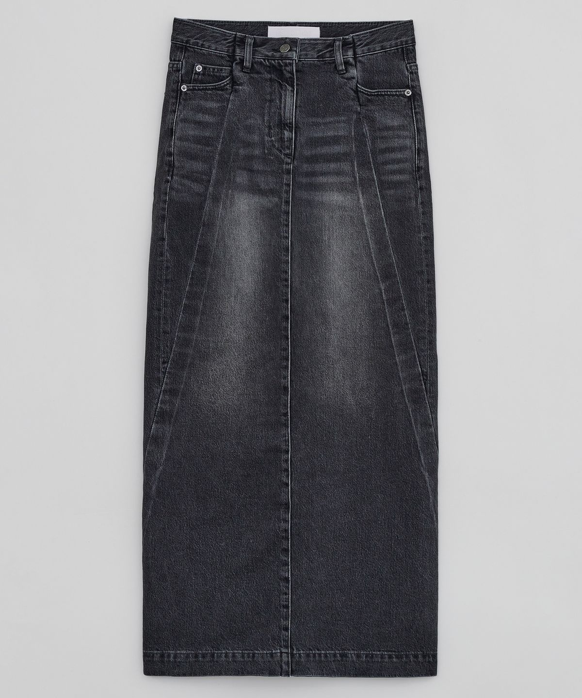 이이(EE) WOMENS CURVED DENIM SKIRTS BLACK
