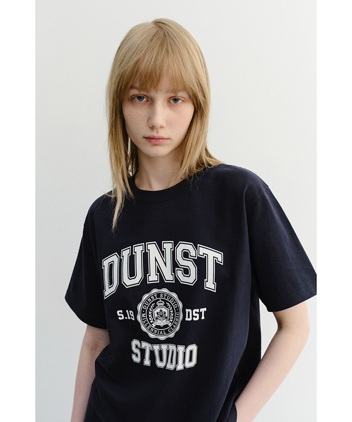 던스트(DUNST) UNISEX CLASSIC LOGO T-SHIRT_UDTS6B139_FRENCH NAVY