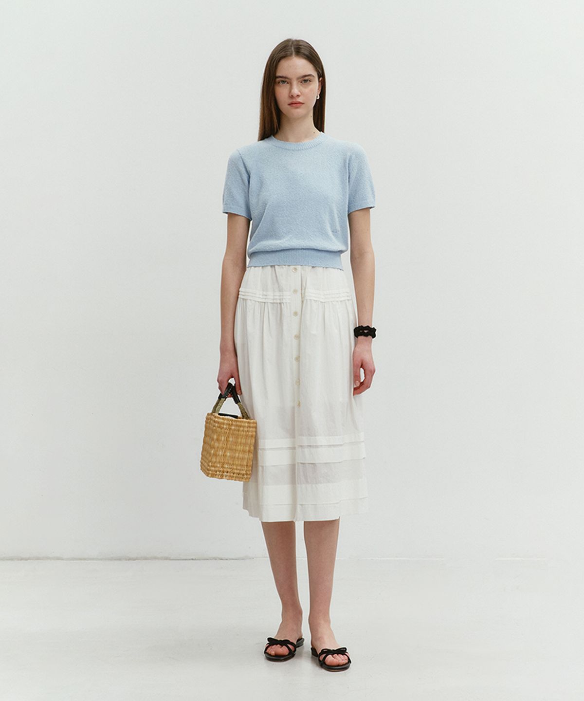 던스트(DUNST) SUMMER COTTON CREW NECK KNIT SOFT BLUE_UDSW4B232B1