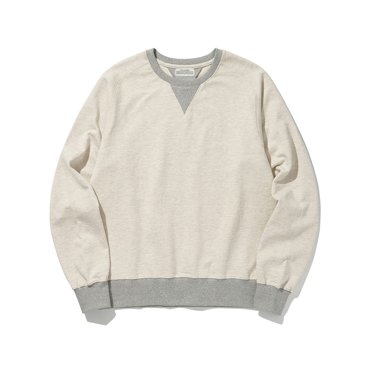 히즈핸더(HISHANDER) FREEDOM SLEEVE SWEAT SHIRTS [Light Melange Grey / Melange Grey]