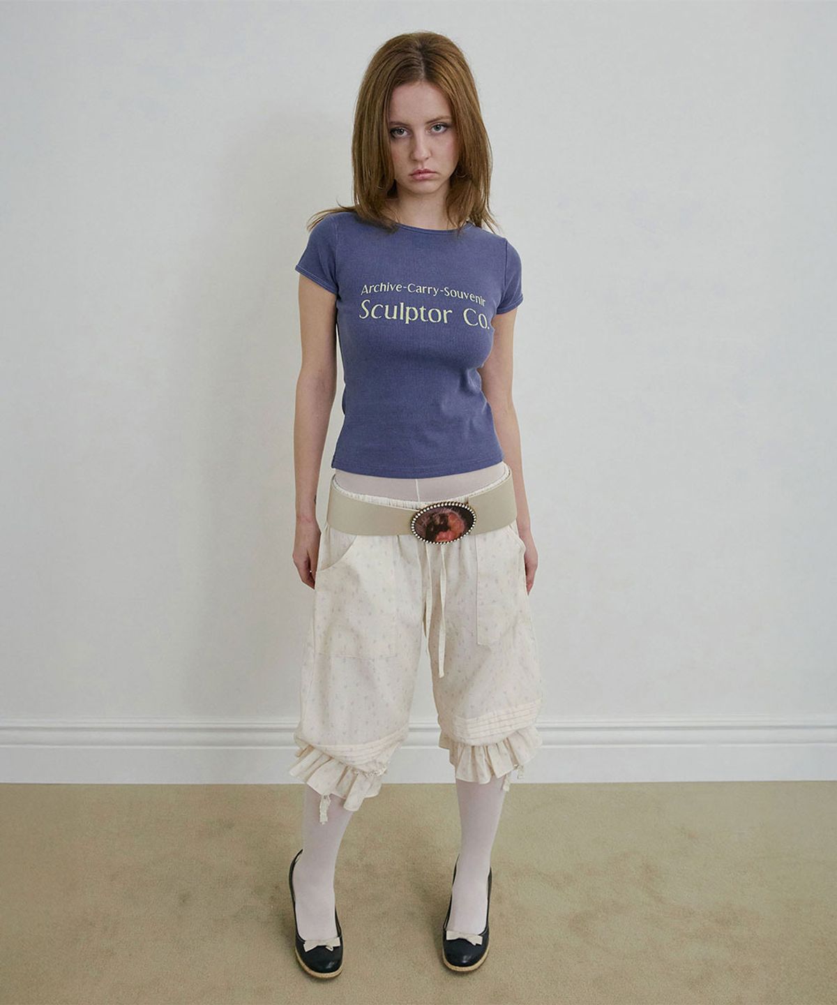 스컬프터(SCULPTOR) Archive Pigment Baby Tee Dusty Blue