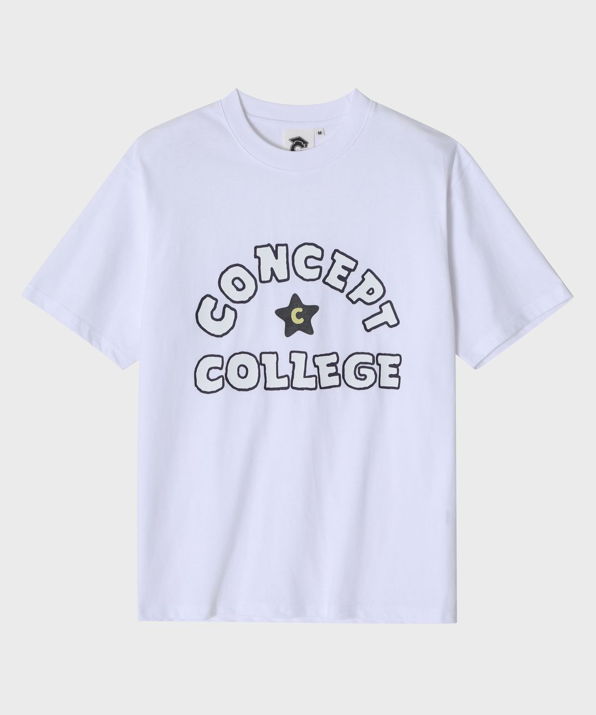 컨셉트컬리지(CONCEPTCOLLEGE) 컨셉트 컬리지 핸드 로고 화이트 반팔 티셔츠 [남녀공용]