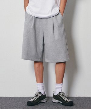 원턱 베이직 스웨트 쇼츠 그레이