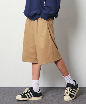 원턱 베이직 스웨트 쇼츠 베이지