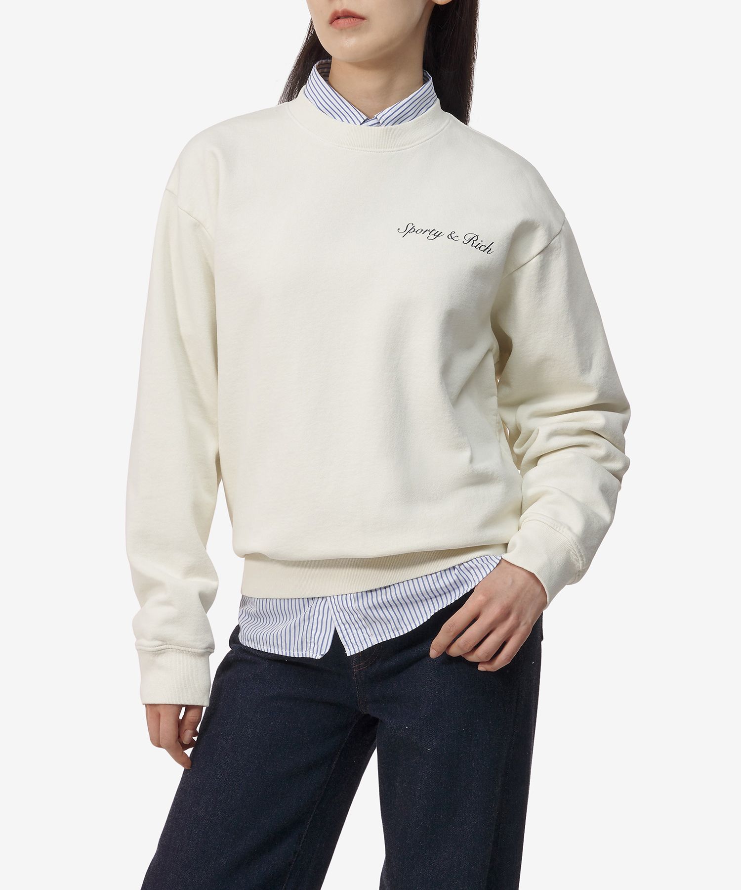 スウェット・トレーナー Sporty & Rich Syracuse Crewneck Man to Man Off White CRAW233 Sporty & Rich Syracuse Crew Sweat in Off White Sporty & Rich