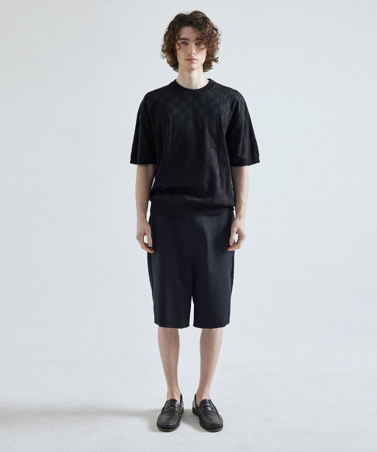 왓에버위원트(WHATEVERWEWANT) KNIT BANDING BERMUDA PANTS [CHECK]