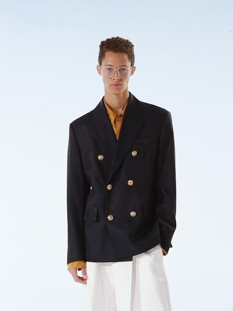 GOLD BUTTON DOUBLE JACKET-NAVY