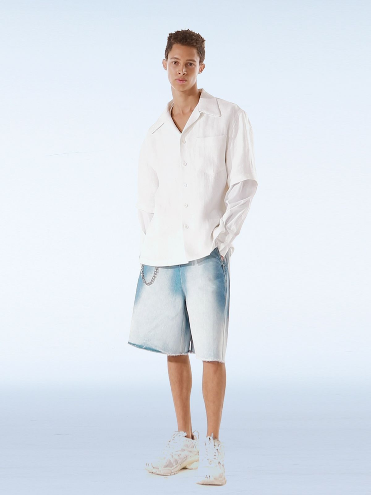 더발론(THE BALLON) BLUE FADED DENIM SHORTS - BLUE