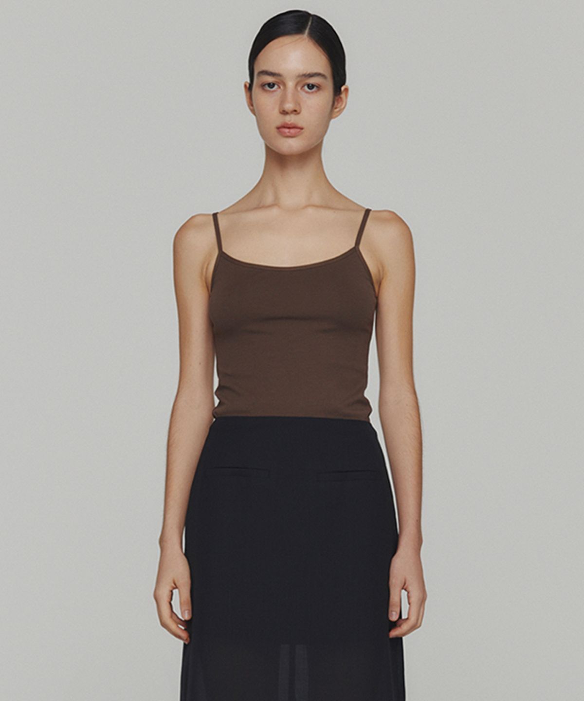 아모멘토(AMOMENTO) RIBBED SLEEVELESS TOP_BROWN
