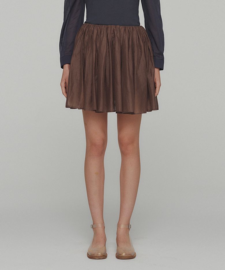 COTTON SHIRRING BANDING SKORTS_BROWN