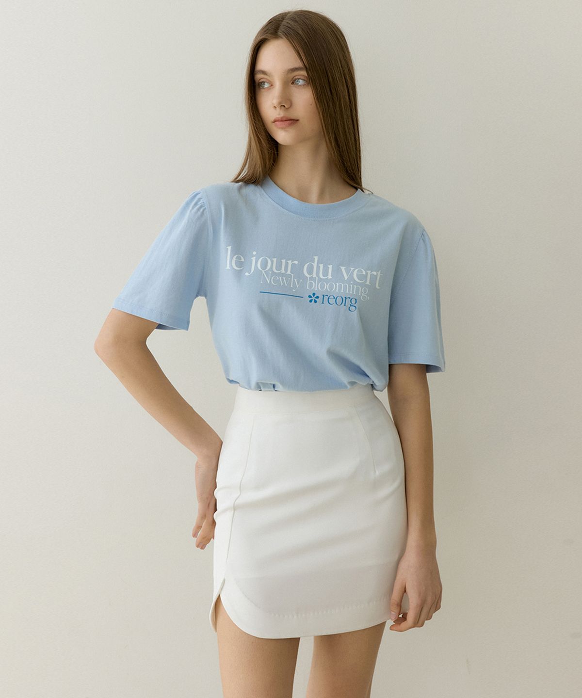 리올그(REORG) DRAW SIDE TULIP SKIRT WHITE