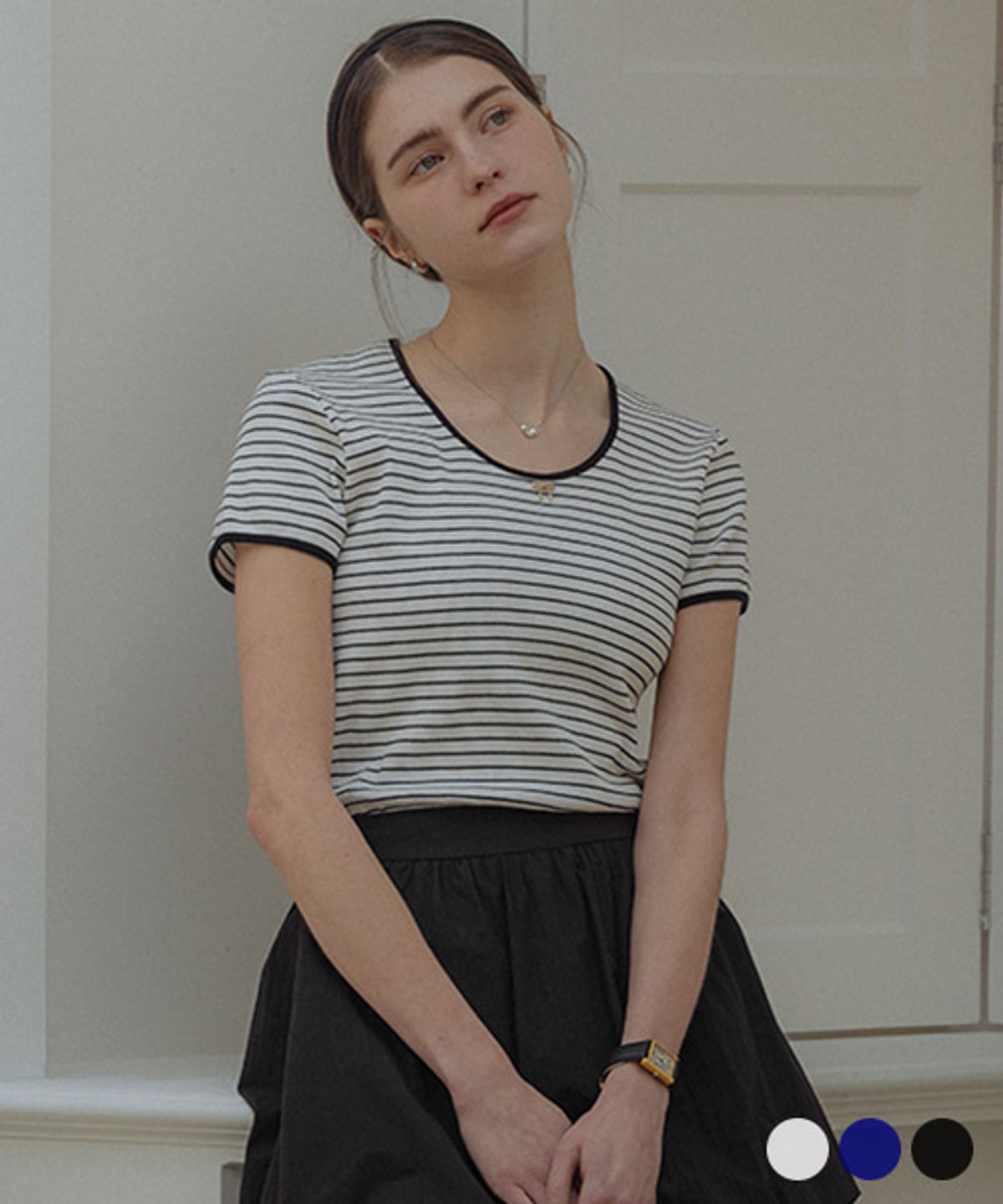 틸아이다이(TILL I DIE) Gold ribbon half sleeve stripe t-shirt[3color]