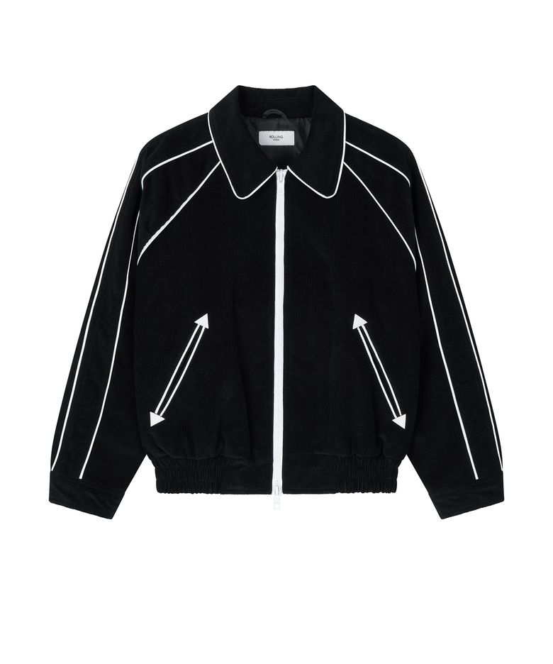 PIPED BLOUSON JACKET CORDUROY BLACK