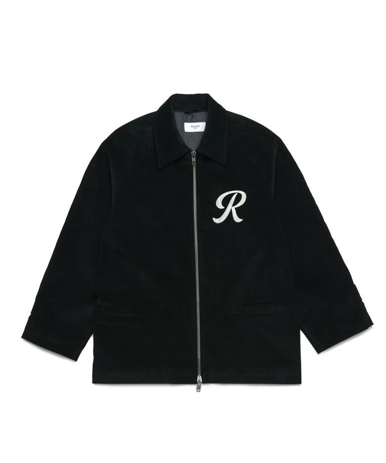 R EMBROIDERED JACKET CORDUROY BLACK