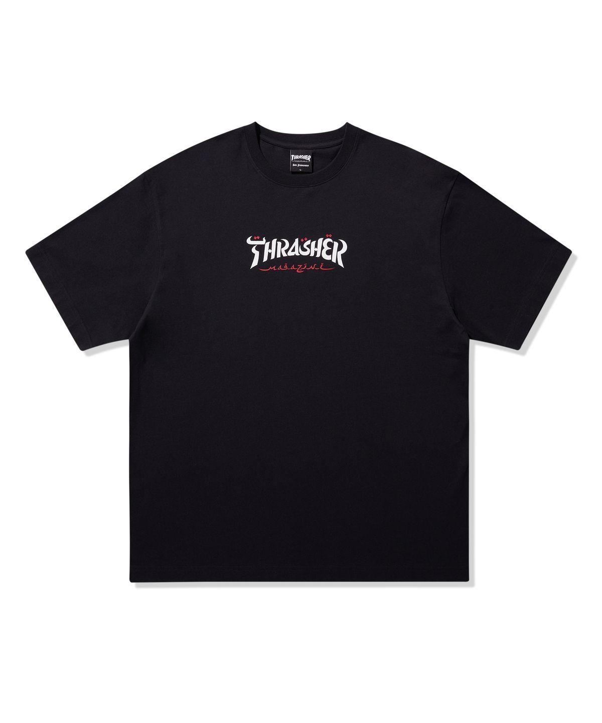 트레셔(THRASHER) 캘리그래피 로고 반팔 티셔츠 블랙