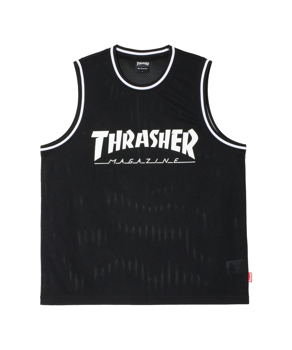 트레셔(THRASHER) 매거진 메쉬 슬리브리스 블랙