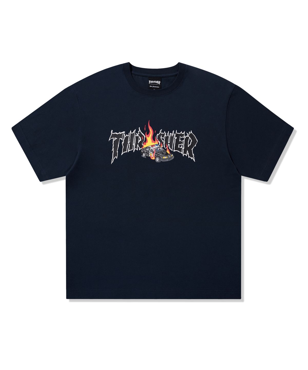 트레셔(THRASHER) 버닝카 반팔 티셔츠 네이비