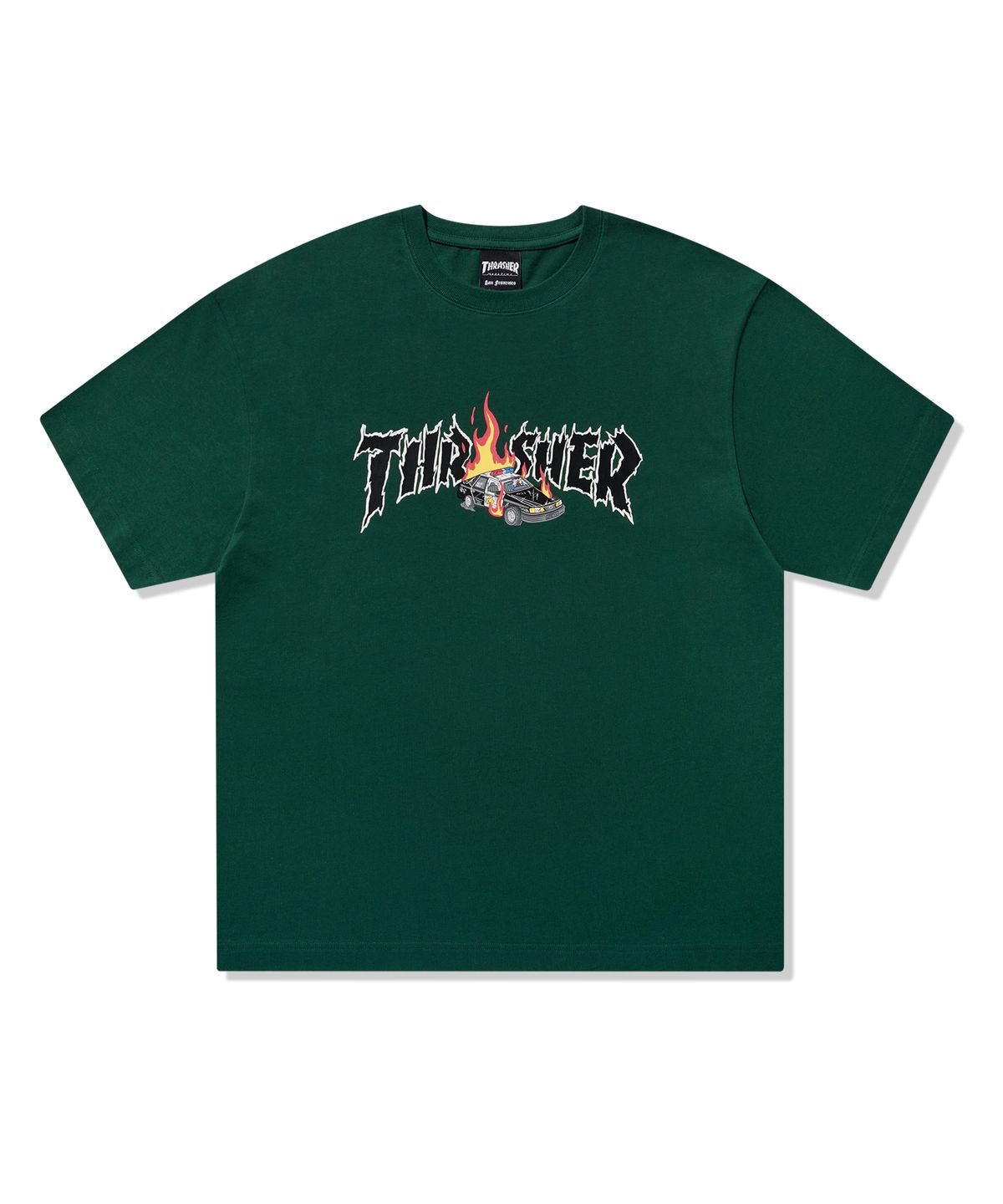 트레셔(THRASHER) 버닝카 반팔 티셔츠 그린