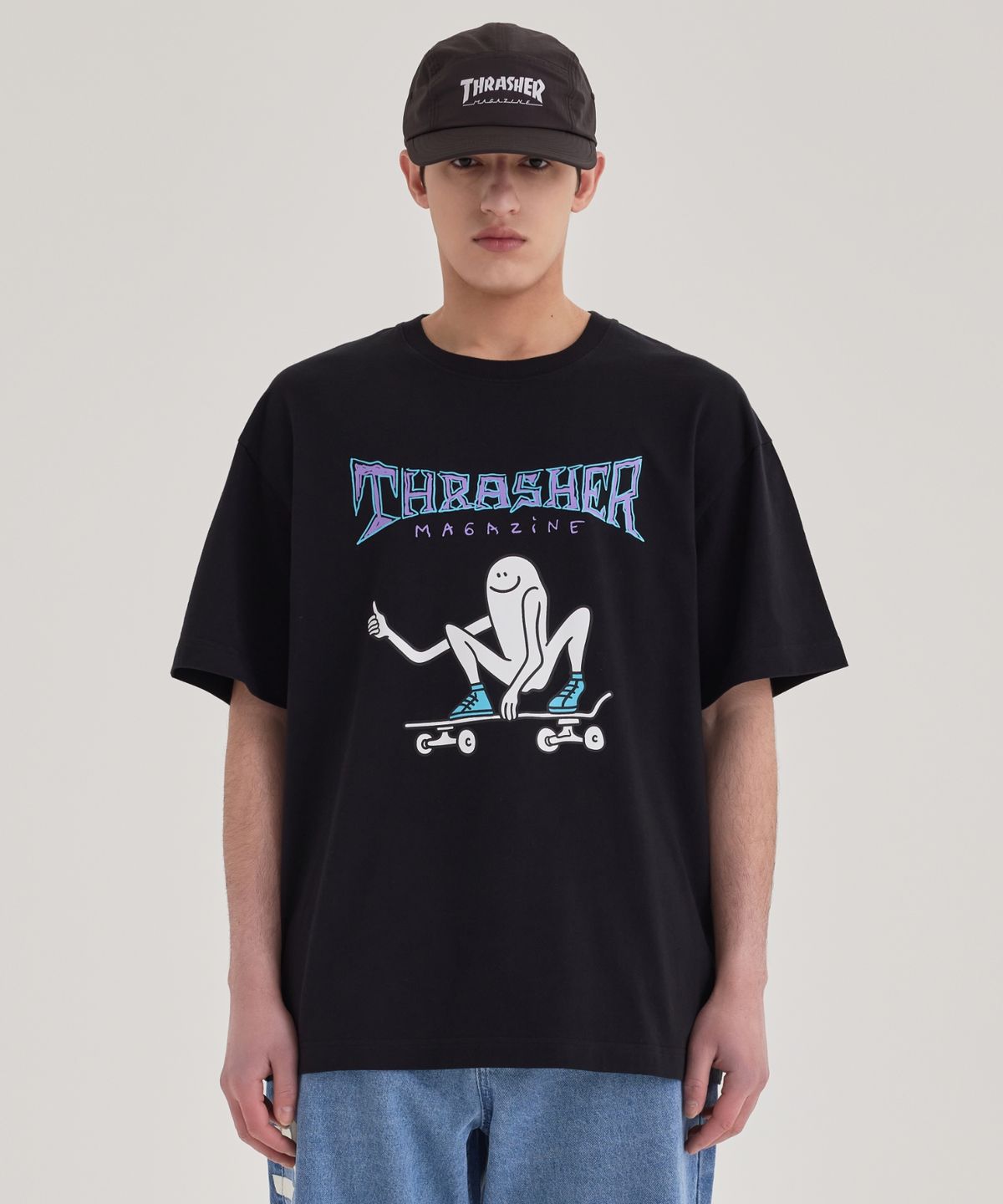 트레셔(THRASHER) 텀즈업 반팔 티셔츠 블랙