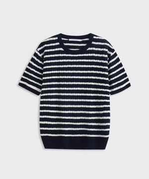 Stripe Cable Knit Navy