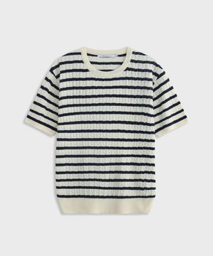 Stripe Cable Knit Ecru