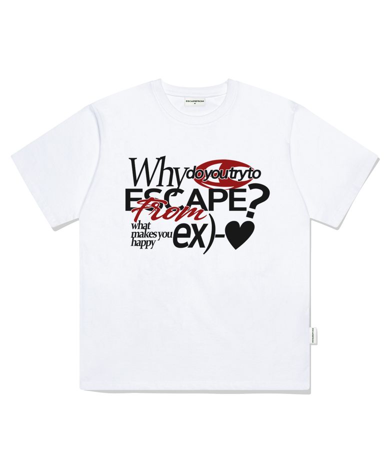 ex 레드하트 프린트 오버핏 반팔티 화이트