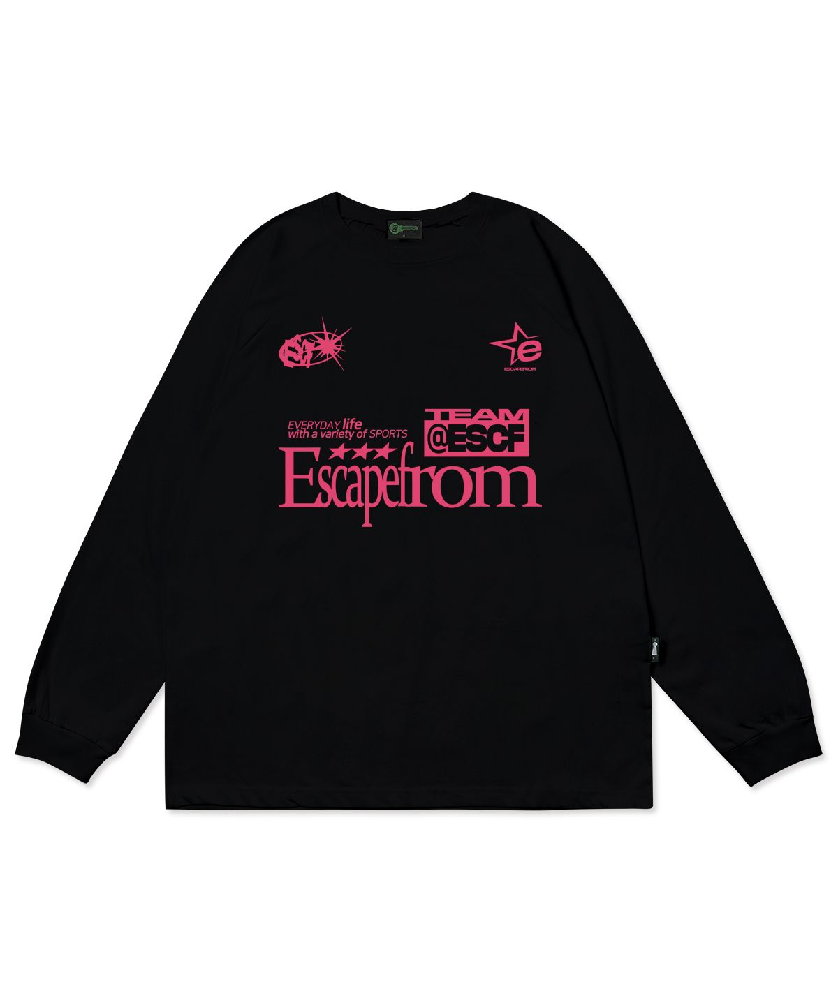 이스케이프프롬(ESCAPEFROM) 핑크 ESCF 스포츠 프린트 롱슬리브 올 블랙