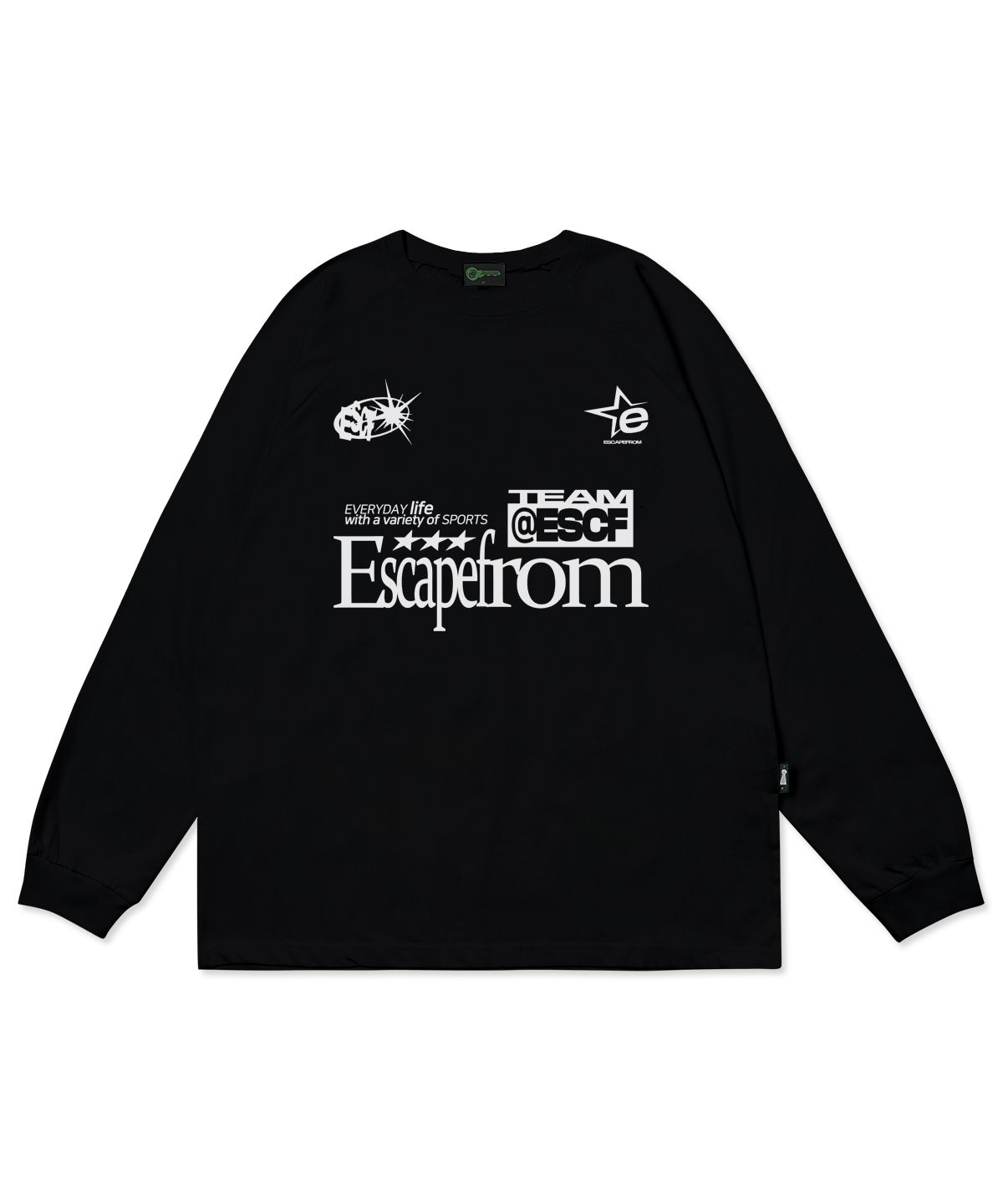 이스케이프프롬(ESCAPEFROM) 화이트 ESCF 스포츠 프린트 롱슬리브 올 블랙
