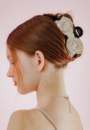 클래식 리본 집게핀 (크림)