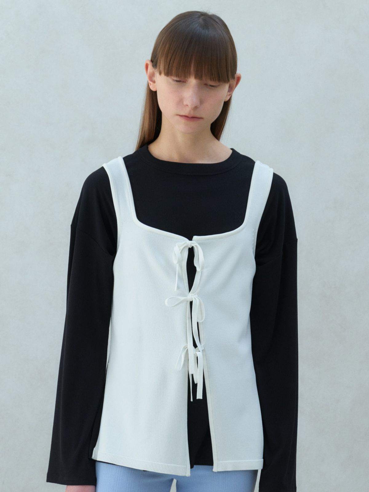 아코크(ACOC) Flora Tie Vest_Ivory