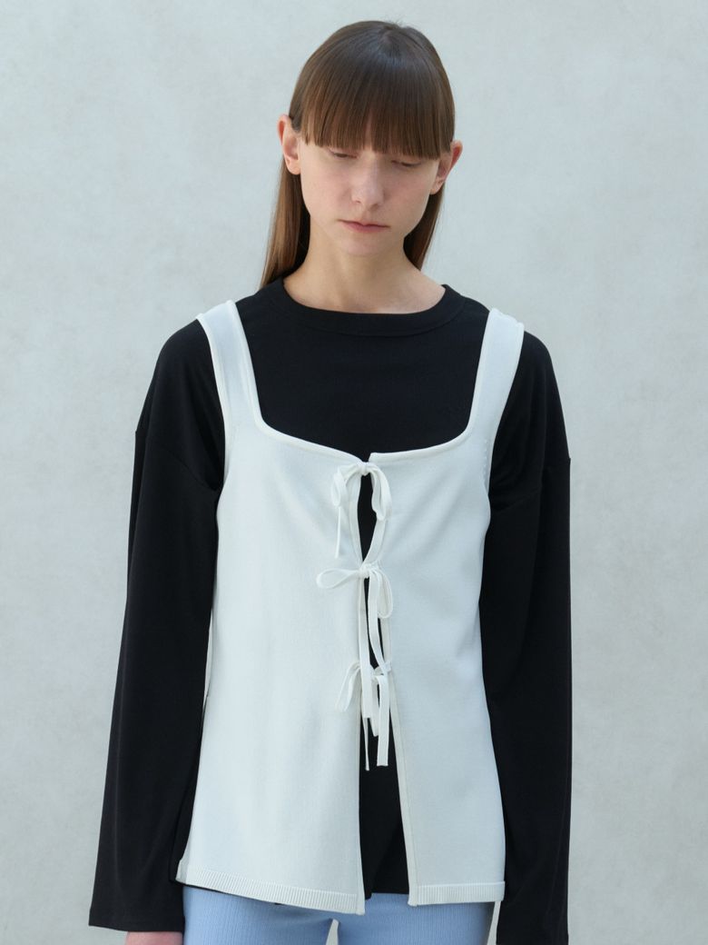 Flora Tie Vest_Ivory
